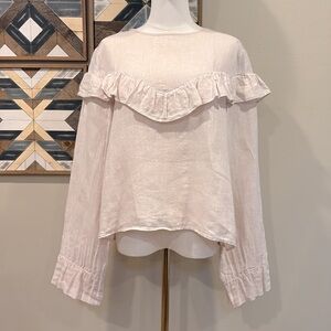 Anine Bing Light Pink Ruffle Blouse